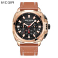 MEGIR 2128G wholesale  men's belt wrist  watches  waterproof design leather band quartz watches